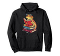 Pogona Reading Books Reptile Bookworm Hoodie - Minimalist Print Men Women - T-Shirt, Sweatshirt, Hoodie