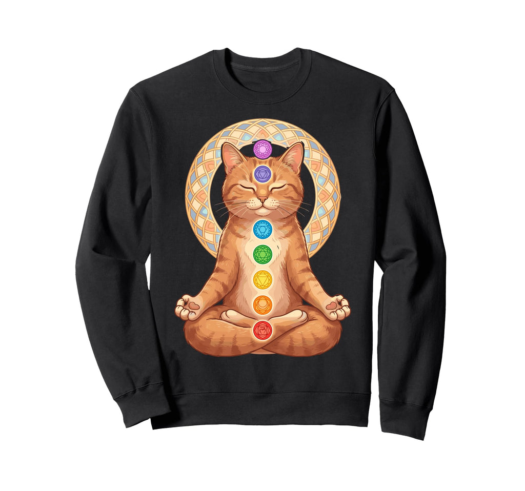 Funny Cat Yoga Lotus Pose Meditation Sweatshirt - Streetwear Style Unisex - T-Shirt, Sweatshirt, Hoodie