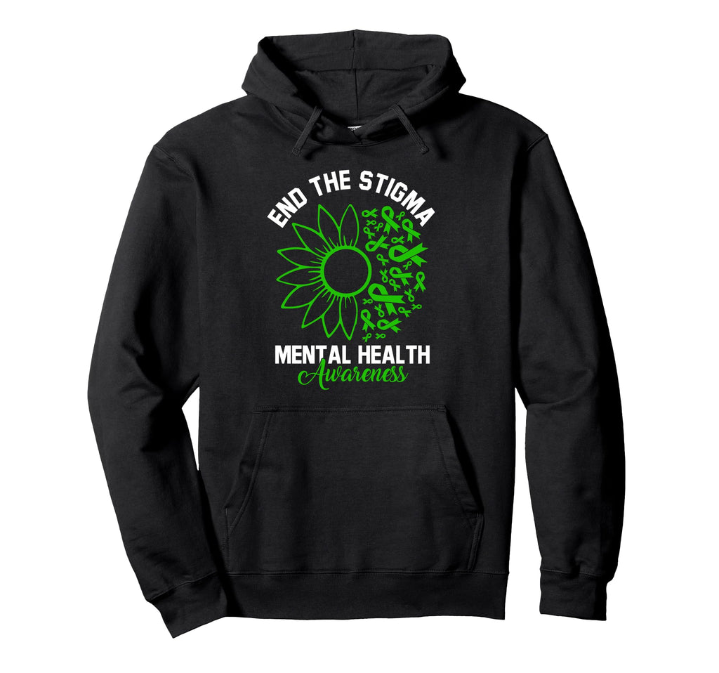 End Stigma Sunflower Ribbon Mental Health Hoodie - Graphic Print Unisex - T-Shirt, Sweatshirt, Hoodie