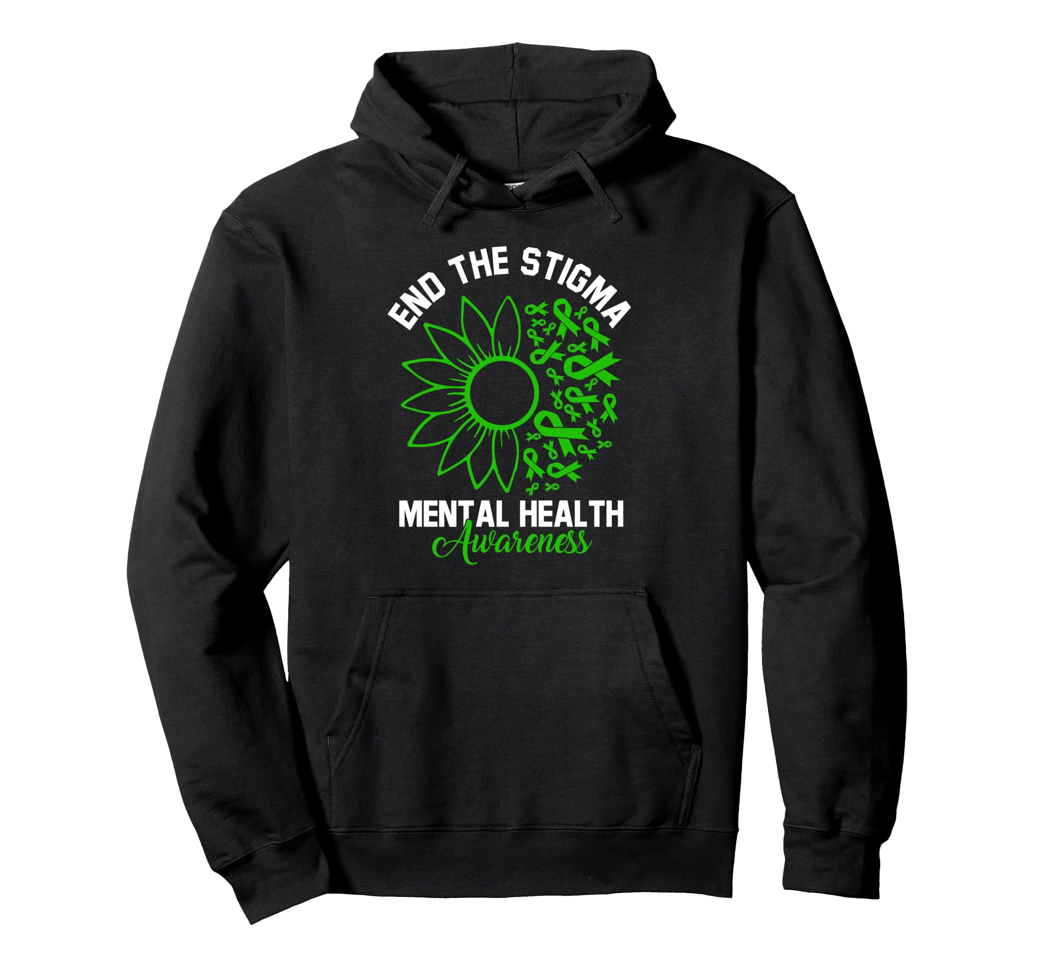 End Stigma Sunflower Ribbon Mental Health Hoodie - Graphic Print Unisex - T-Shirt, Sweatshirt, Hoodie