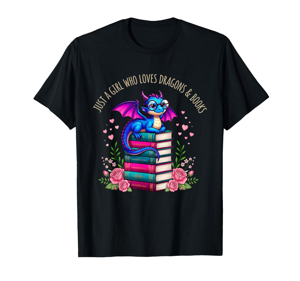 Just Who Loves Dragons And Books T-Shirt - Custom Art Print Men Women - T-Shirt, Sweatshirt, Hoodie