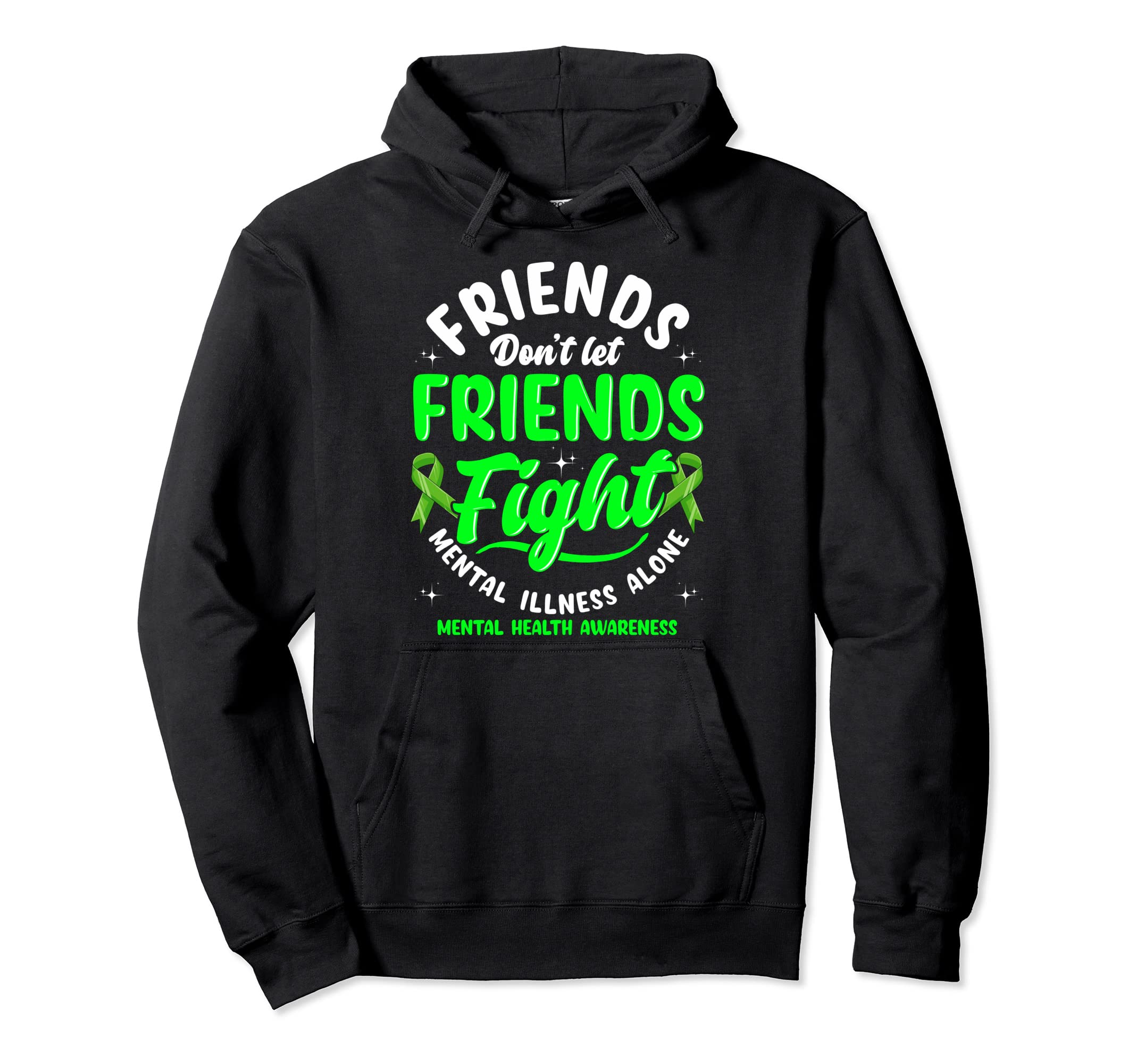 Green Ribbon Mental Health Awareness Hoodie - Casual Everyday Wear Unisex - T-Shirt, Sweatshirt, Hoodie