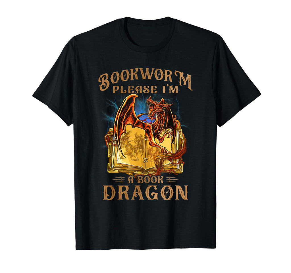 Bookworm Please Im Book Dragon Funny T-Shirt - Unique Graphic Unisex - T-Shirt, Sweatshirt, Hoodie