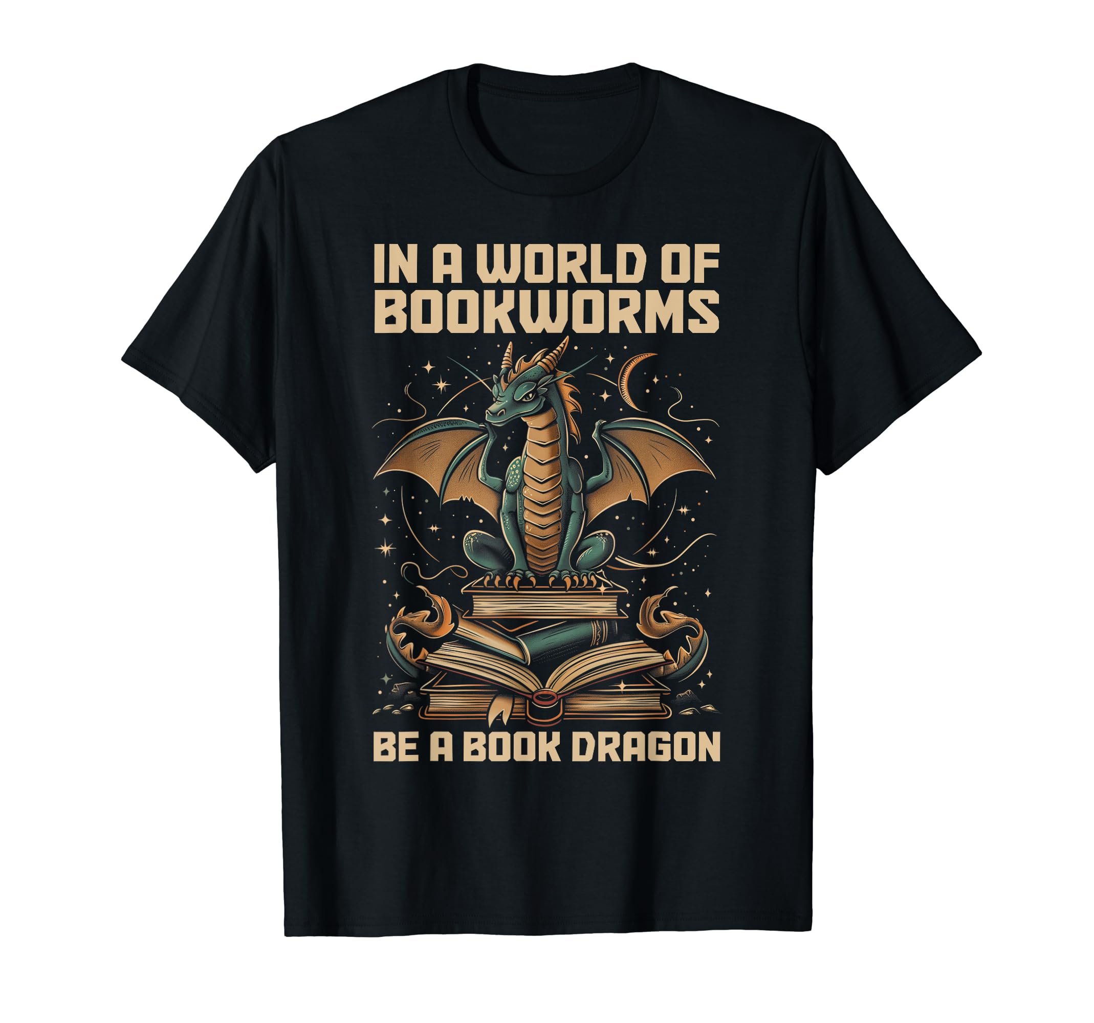World Bookworms Be Book Dragon Fantasy Book T-Shirt - Graphic Print Unisex - T-Shirt, Sweatshirt, Hoodie