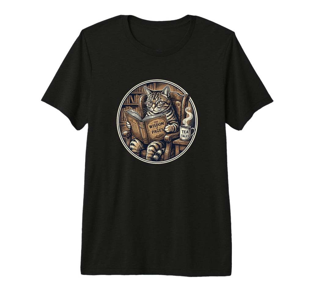 Bookish Cat Funny Tea Book Lover T-Shirt - Aesthetic Graphic Unisex - T-Shirt, Sweatshirt, Hoodie