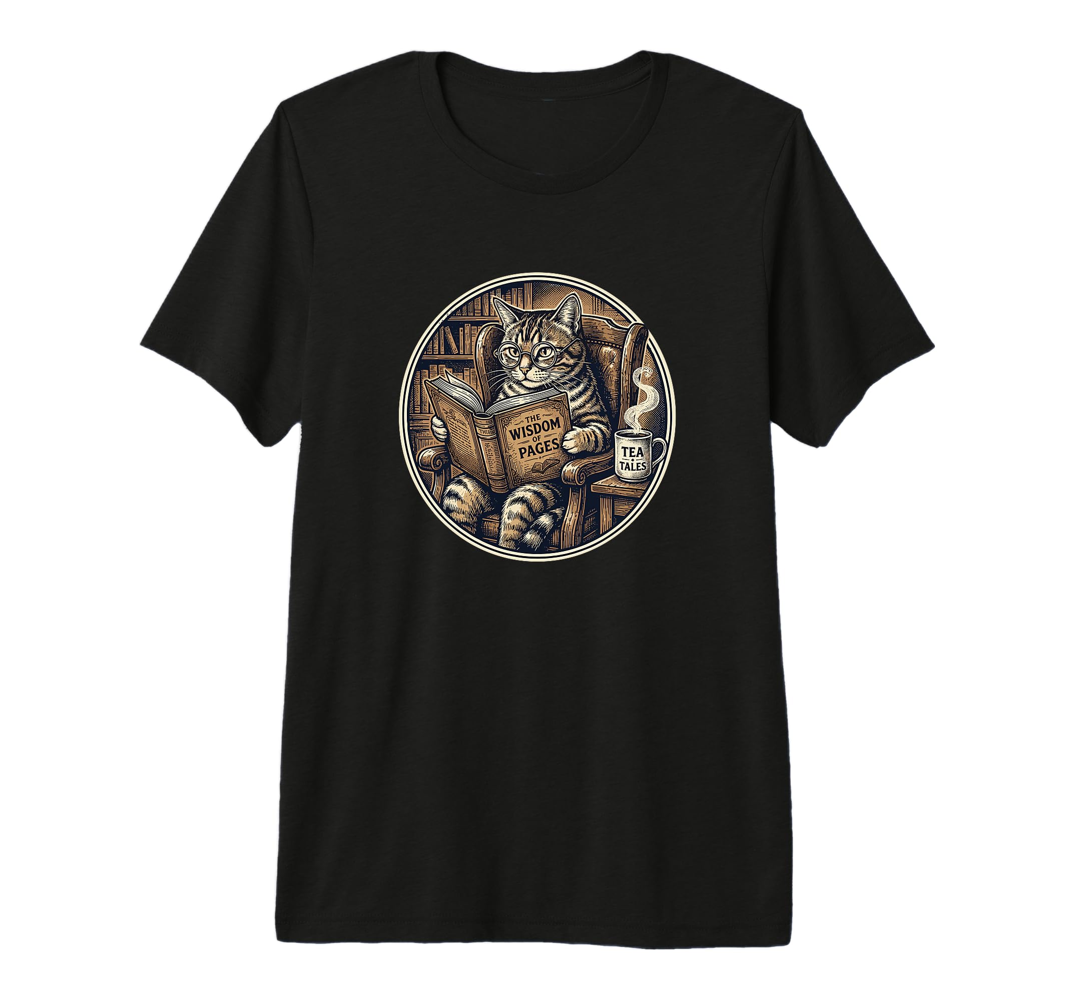 Bookish Cat Funny Tea Book Lover T-Shirt - Aesthetic Graphic Unisex - T-Shirt, Sweatshirt, Hoodie