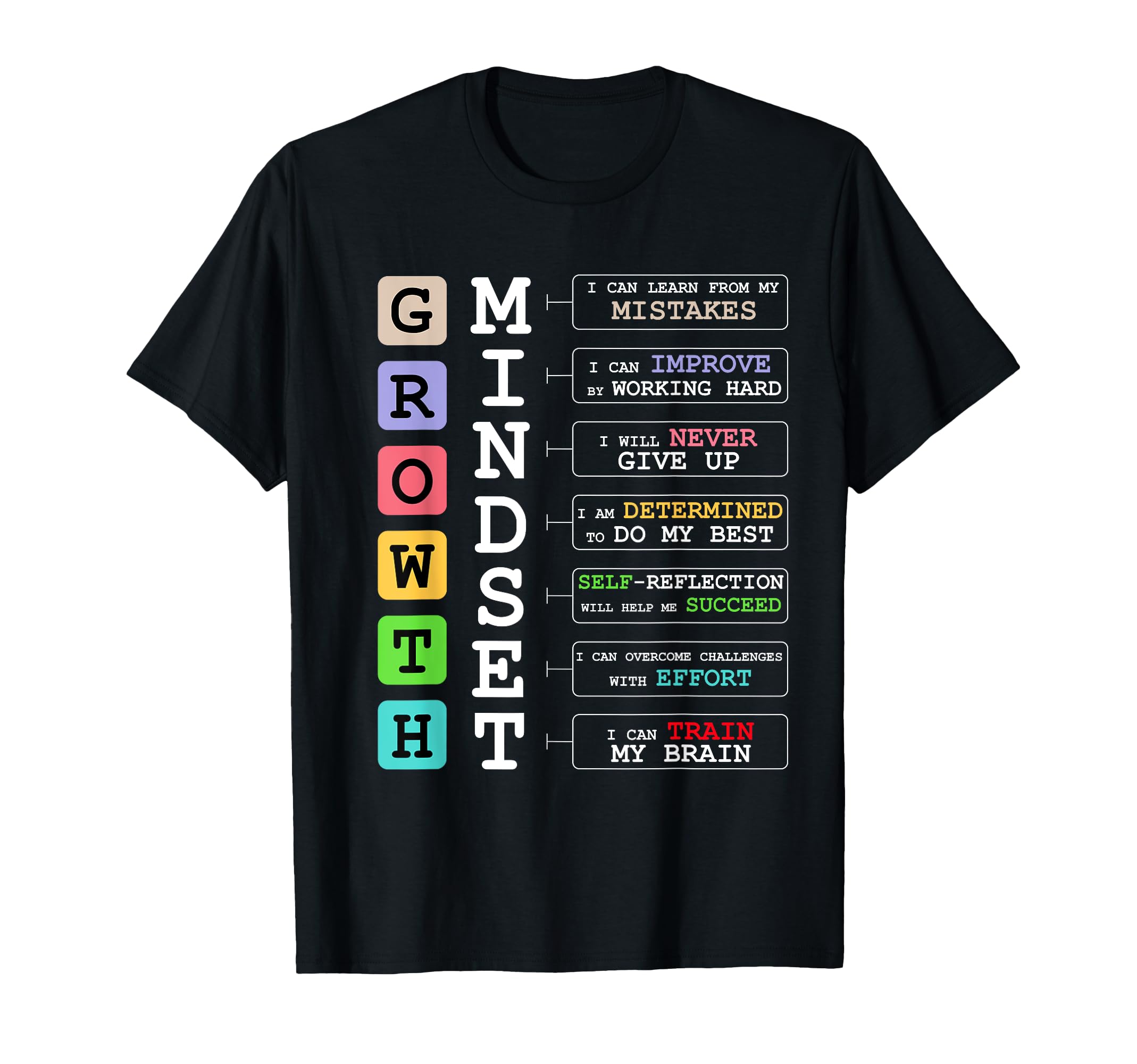 Growth Mindset Positive School T-Shirt - Minimalist Print Men Women - T-Shirt, Sweatshirt, Hoodie
