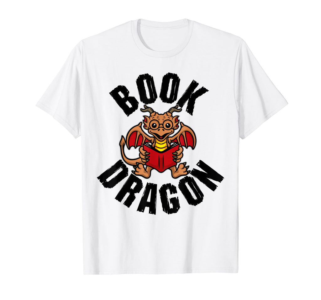 Book Dragon Reading Book Funny Dragon T-Shirt - Custom Art Print Men Women - T-Shirt, Sweatshirt, Hoodie