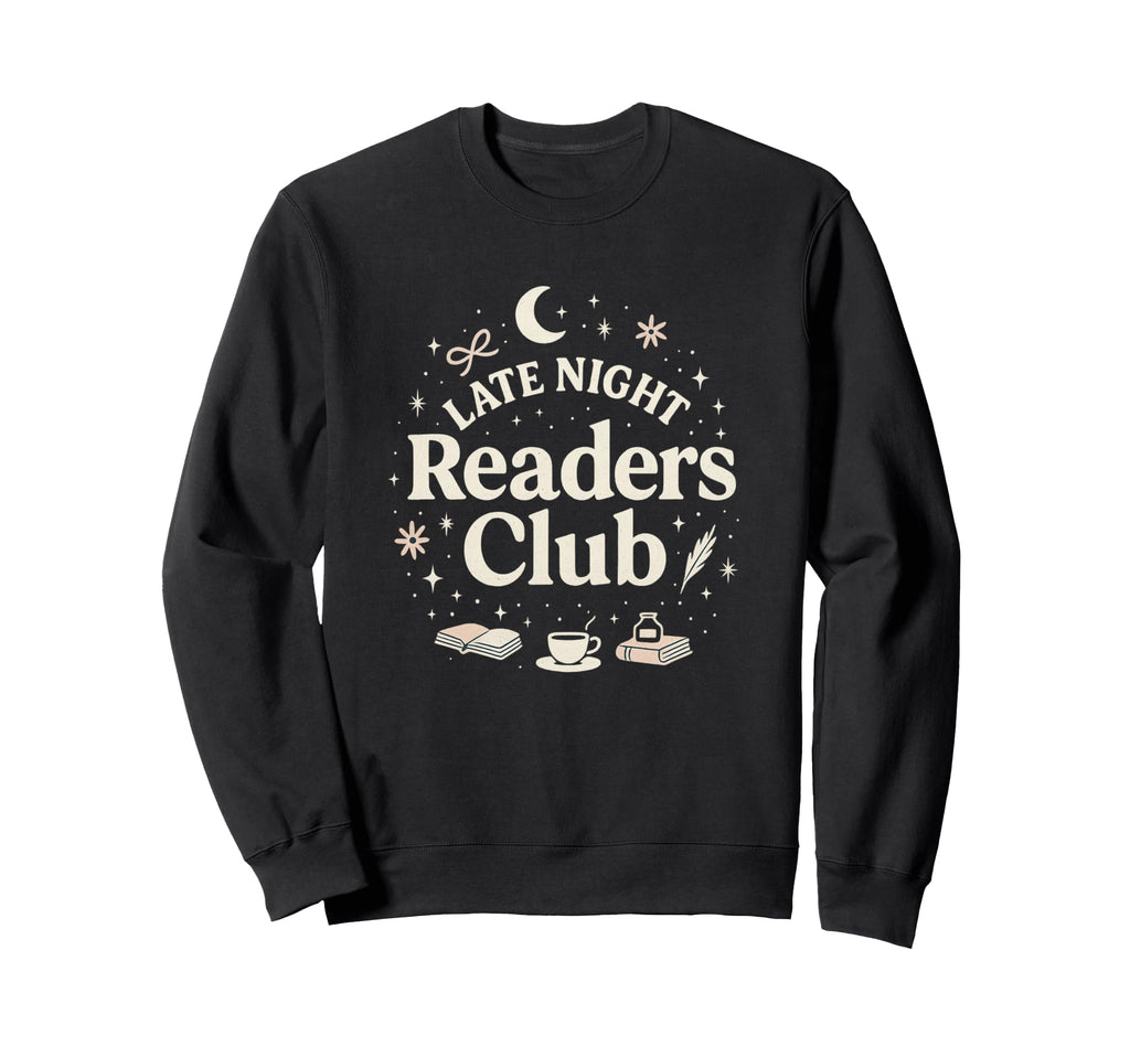 Late Night Readers Club Moon Stars Sweatshirt - Minimalist Print Men Women - T-Shirt, Sweatshirt, Hoodie