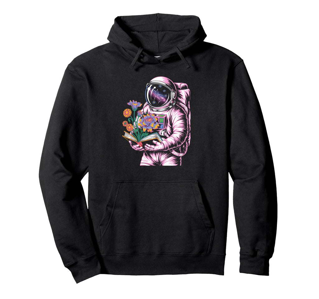 Cosmic Bibliophile Astronaut Hoodie - Fun Novelty Design for Adults - T-Shirt, Sweatshirt, Hoodie