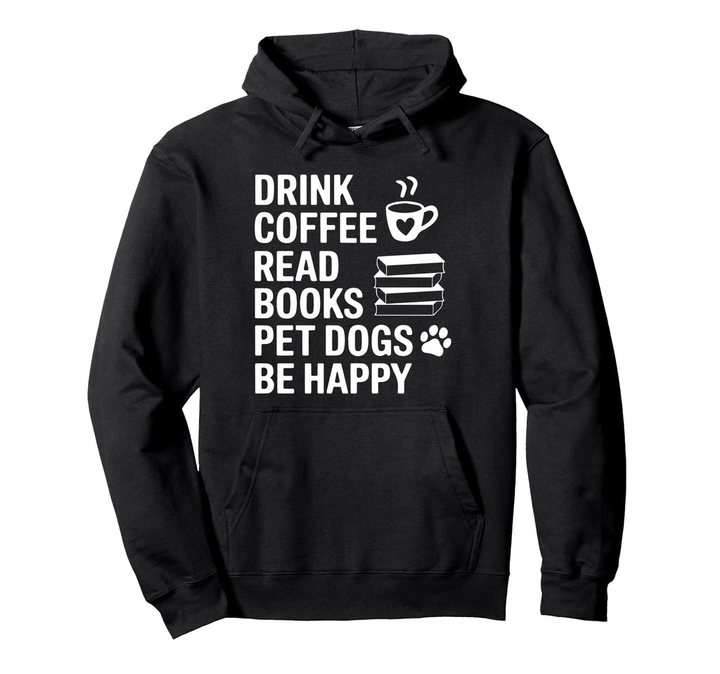 Coffee Dogs Books Lover Funny Book Hoodie - Streetwear Style for Adults - T-Shirt, Sweatshirt, Hoodie