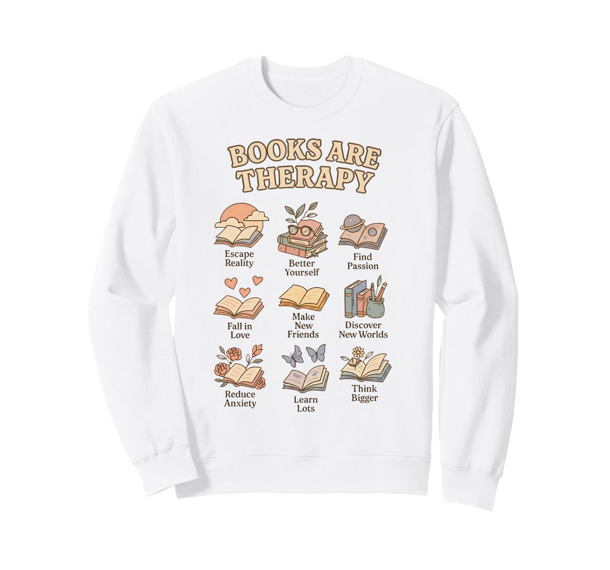 Books Are Therapy Cozy Reading Self Sweatshirt - Novelty Apparel Men Women - T-Shirt, Sweatshirt, Hoodie