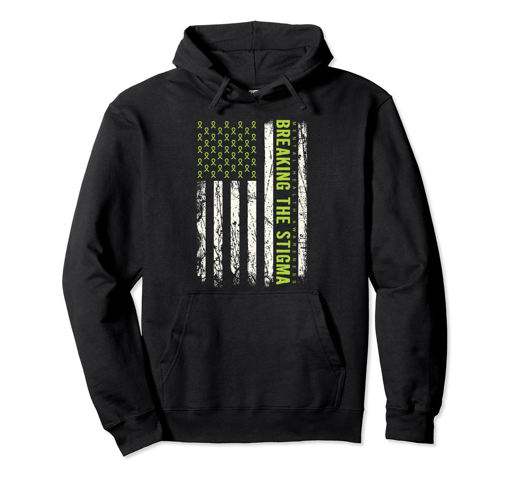 Mental Health Awareness Fight Stigma Green Hoodie - Trendy Graphic Unisex - T-Shirt, Sweatshirt, Hoodie