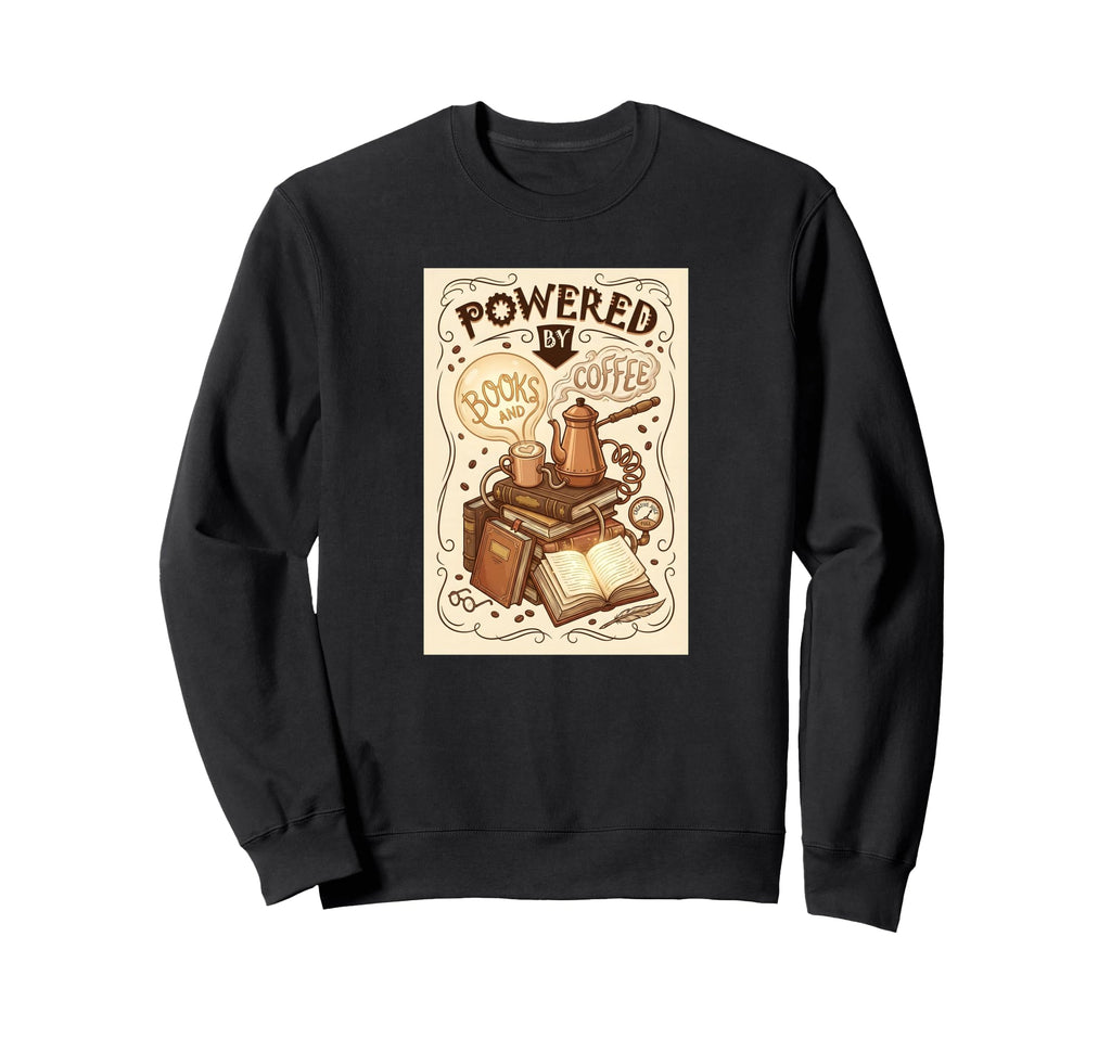 Funny Book Lover Powered Books And Sweatshirt - Custom Art Print Men Women - T-Shirt, Sweatshirt, Hoodie
