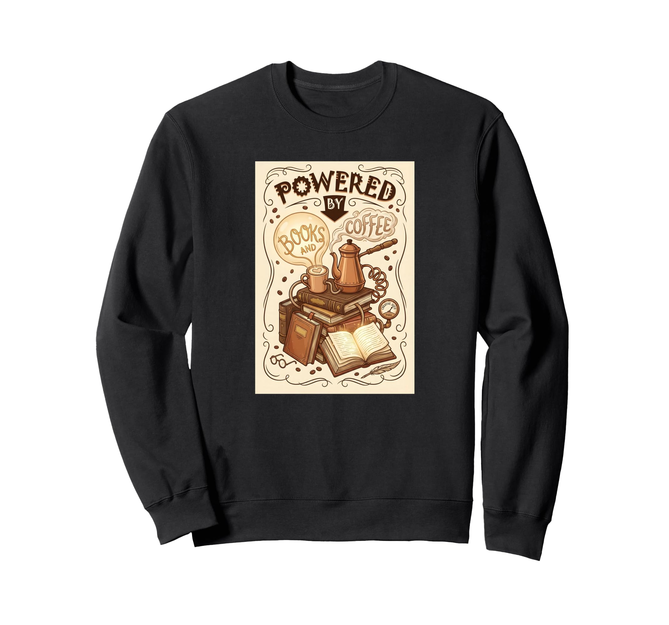 Funny Book Lover Powered Books And Sweatshirt - Custom Art Print Men Women - T-Shirt, Sweatshirt, Hoodie