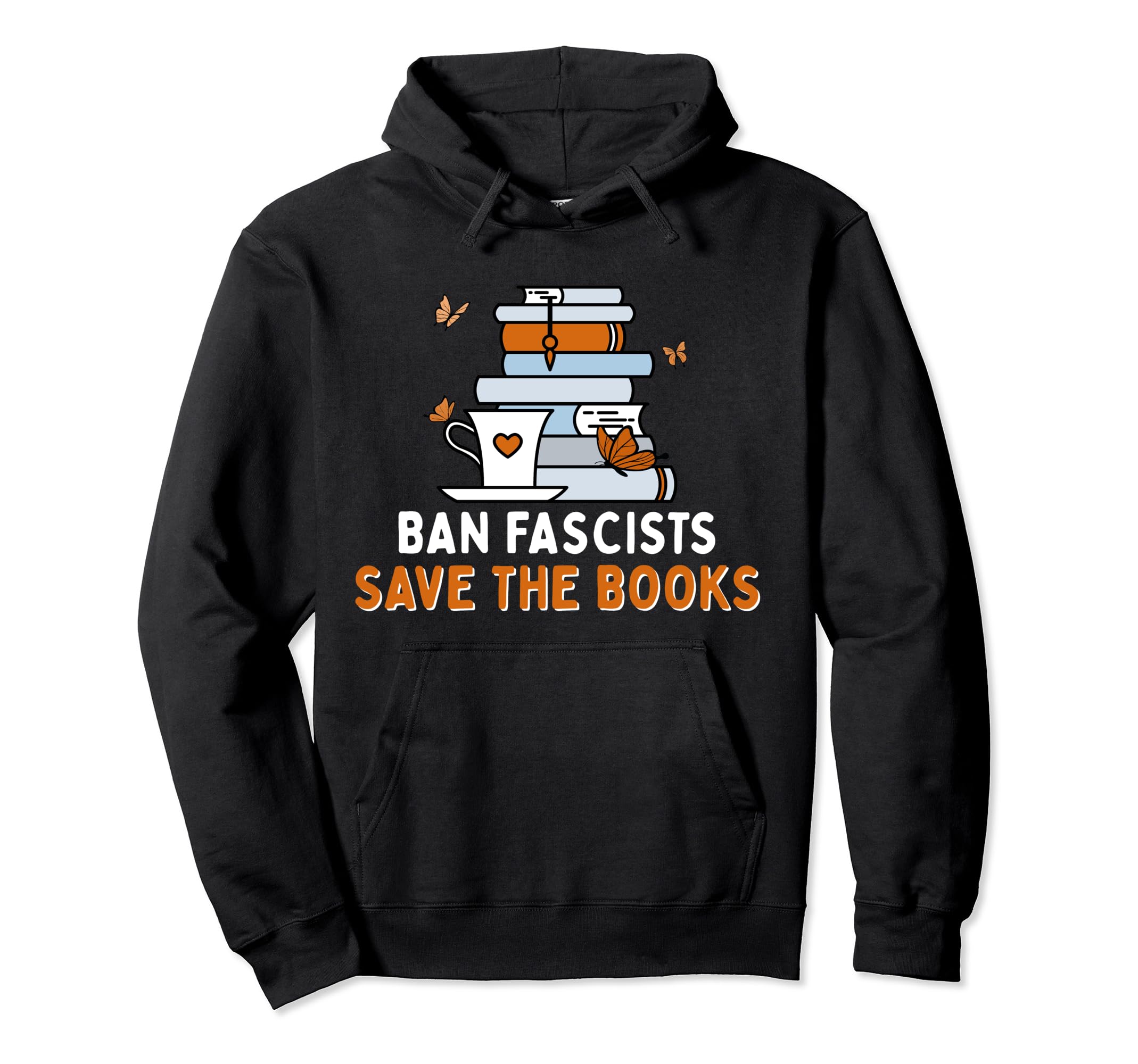 Ban Fascists Save Books Introvert Hoodie - Custom Art Print Unisex - T-Shirt, Sweatshirt, Hoodie