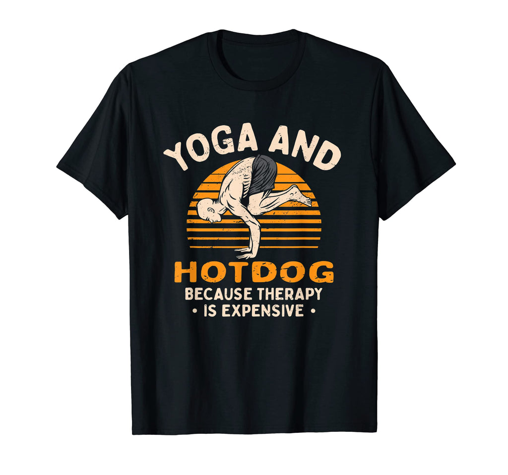 Yoga And Hotdog Therapy Fitness T-Shirt - Novelty Apparel Men Women - T-Shirt, Sweatshirt, Hoodie