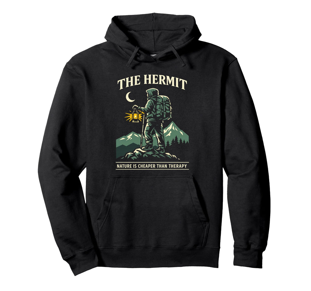 Hermit Tarot Hiker Lantern Mountain Hoodie - Custom Art Print Men Women - T-Shirt, Sweatshirt, Hoodie