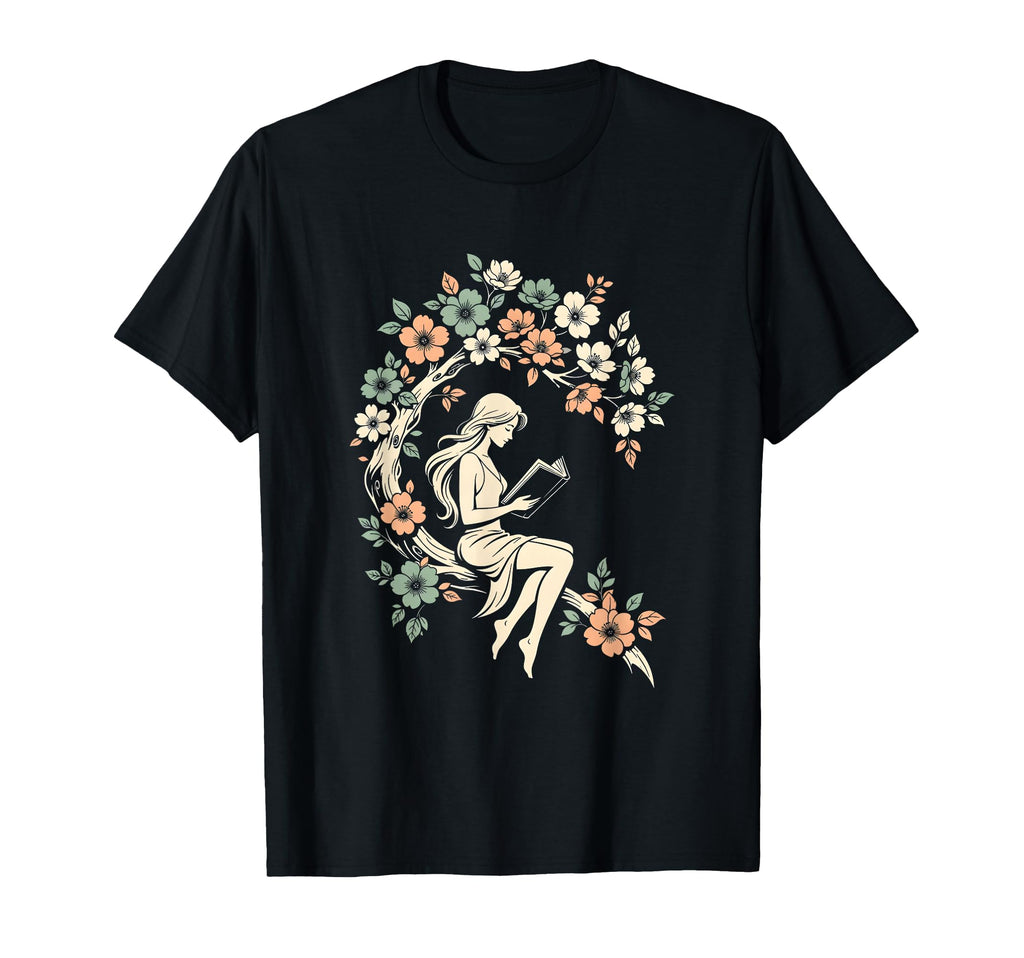 Reading Fairy Bookworm Floral Moon T-Shirt - Streetwear Style for Adults - T-Shirt, Sweatshirt, Hoodie