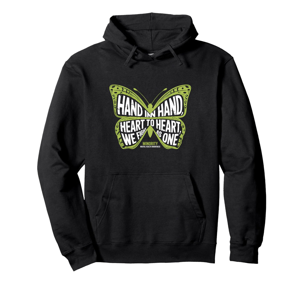 Hand Hand Butterfly Minority Mental Hoodie - Aesthetic Graphic Unisex - T-Shirt, Sweatshirt, Hoodie