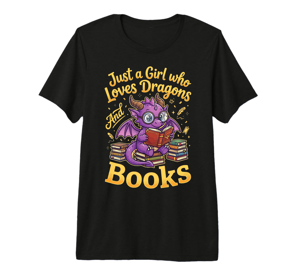 Just Who Loves Dragons And Books Tri T-Shirt - Trendy Graphic for Adults - T-Shirt, Sweatshirt, Hoodie