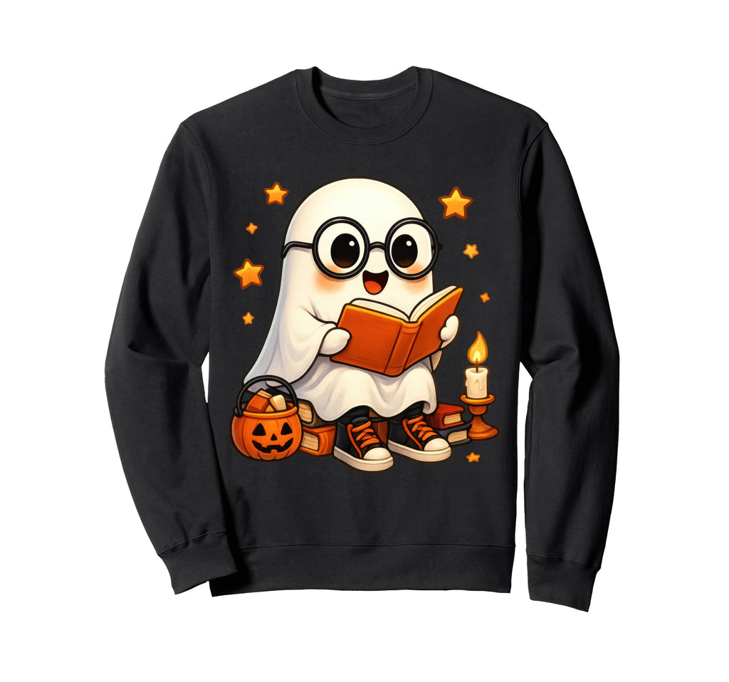 Ghost Reading Book Nerd Geek Sweatshirt - Trendy Graphic for Adults - T-Shirt, Sweatshirt, Hoodie