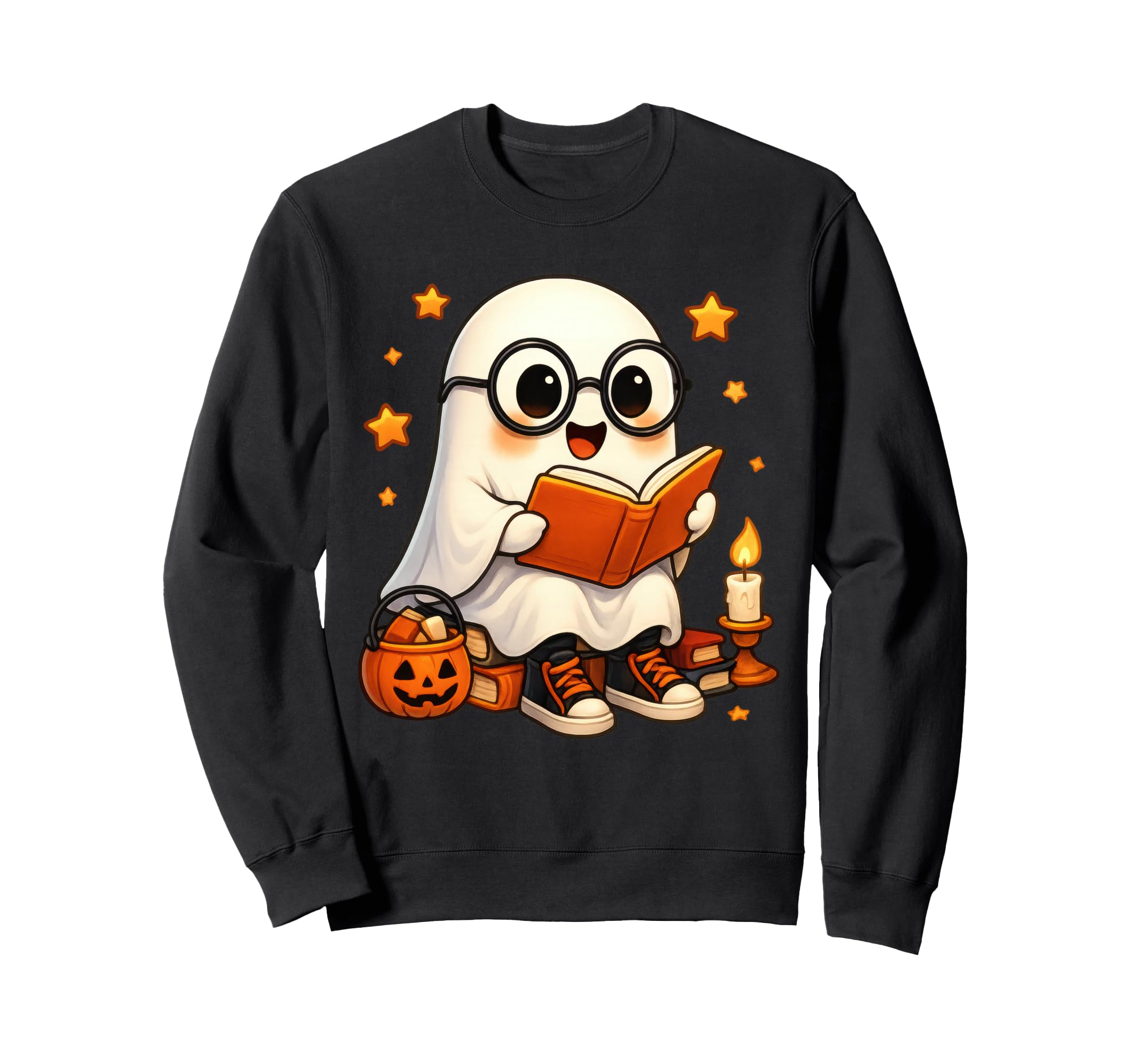 Ghost Reading Book Nerd Geek Sweatshirt - Trendy Graphic for Adults - T-Shirt, Sweatshirt, Hoodie