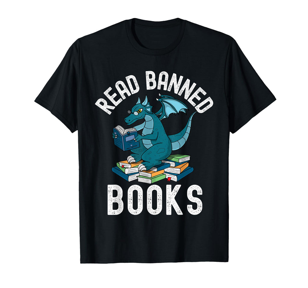 Read Banned Books Dragon Reading T-Shirt - Custom Art Print Unisex - T-Shirt, Sweatshirt, Hoodie