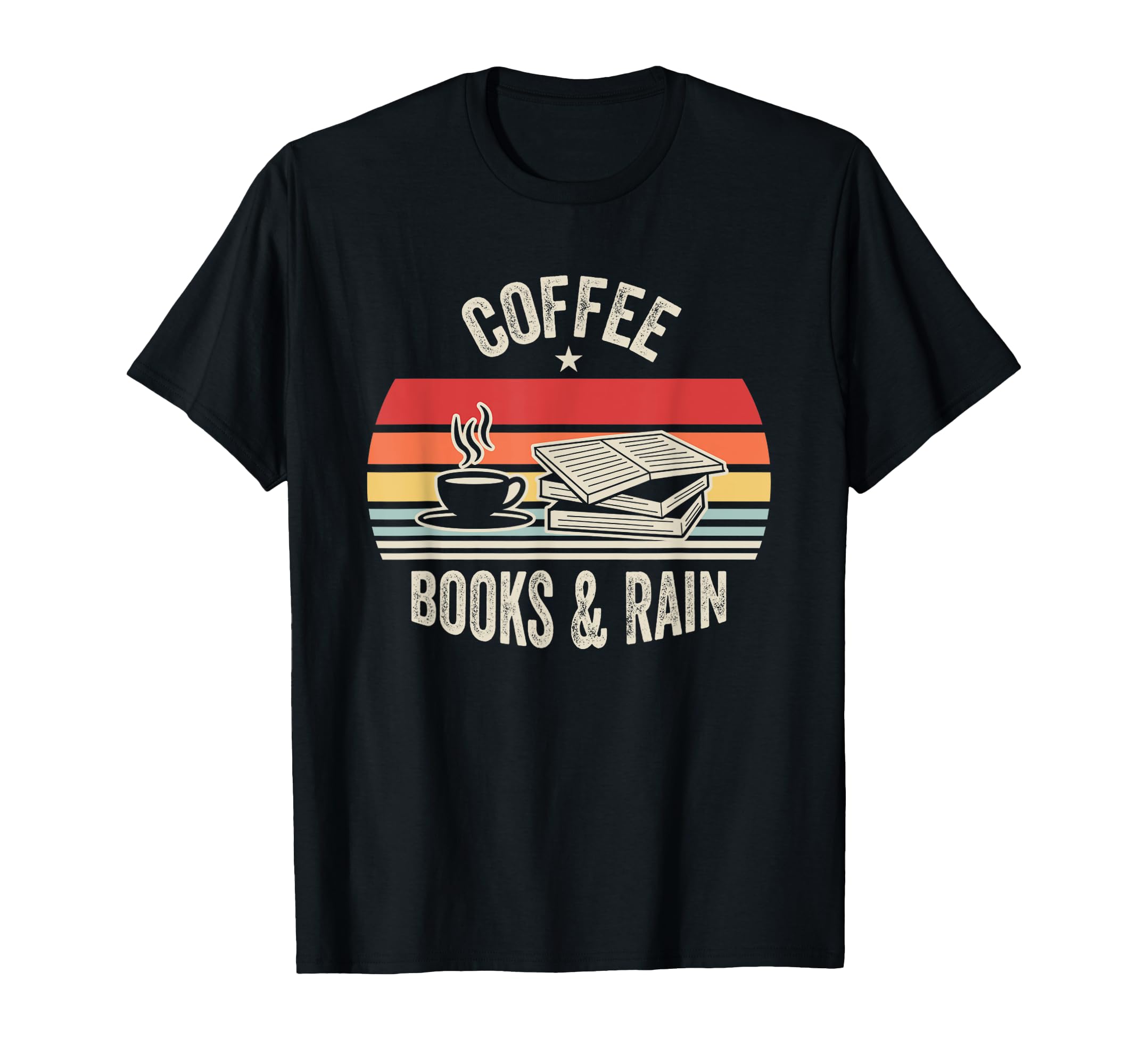 Coffee Books Rain Aesthetic T-Shirt - Minimalist Print for Adults - T-Shirt, Sweatshirt, Hoodie