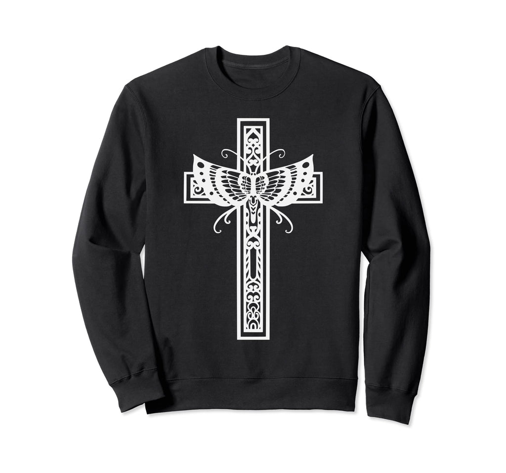 Sacred Cross Moth Goth Horror Sweatshirt - Unique Graphic Men Women - T-Shirt, Sweatshirt, Hoodie