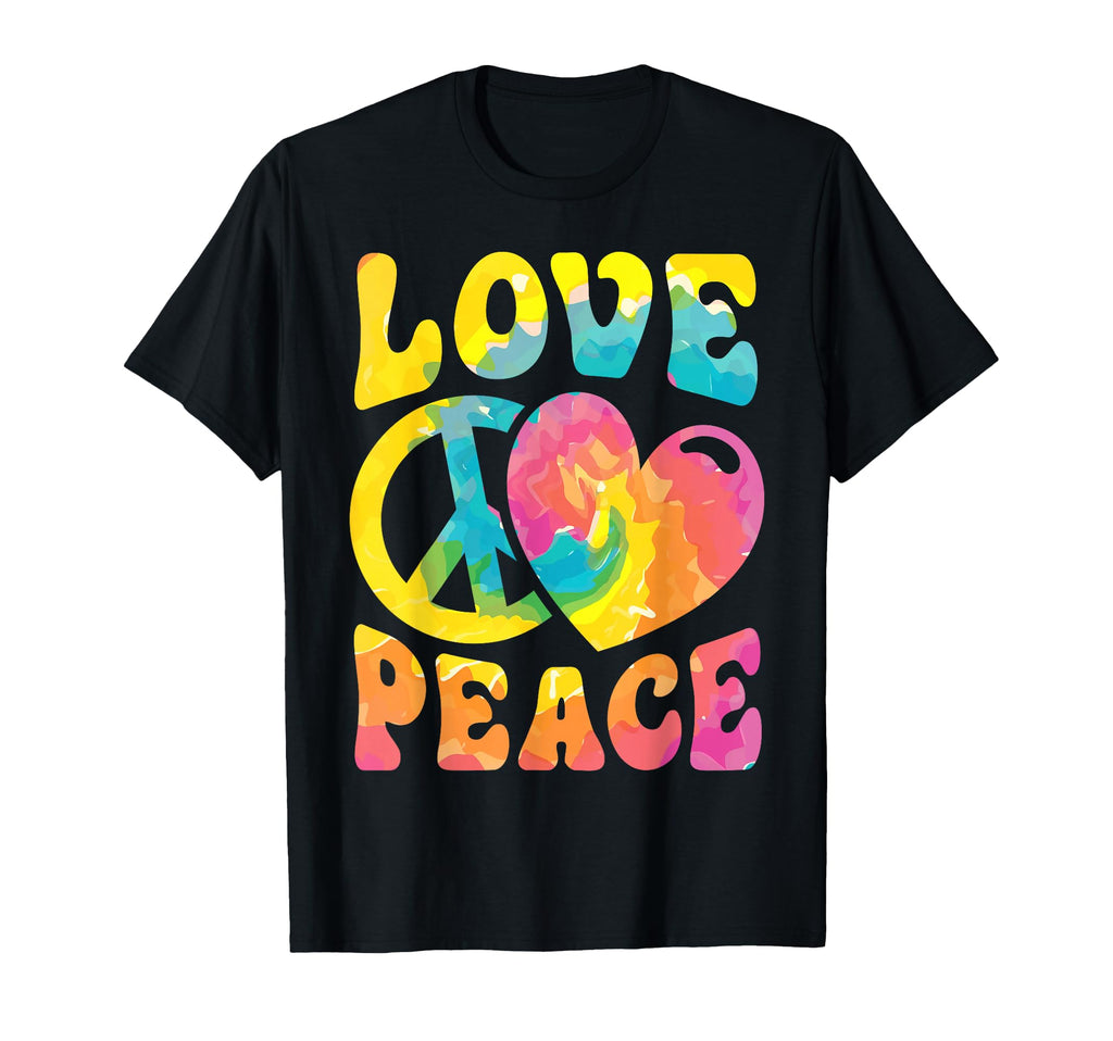 Hippie Love Peace Sign Heart Tie Dye T-Shirt - Custom Art Print Unisex - T-Shirt, Sweatshirt, Hoodie