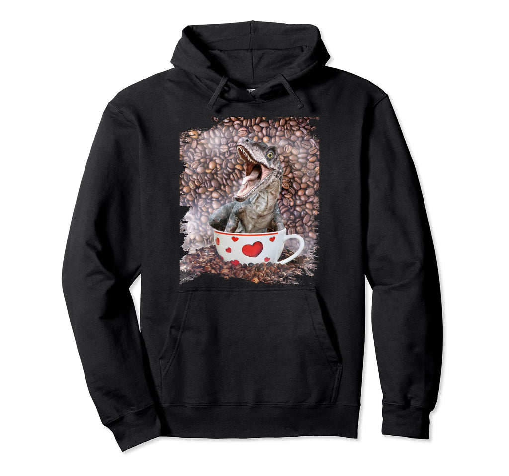 Raptor Dinosaur Coffee Love Self Care Hoodie - Graphic Print Men Women - T-Shirt, Sweatshirt, Hoodie