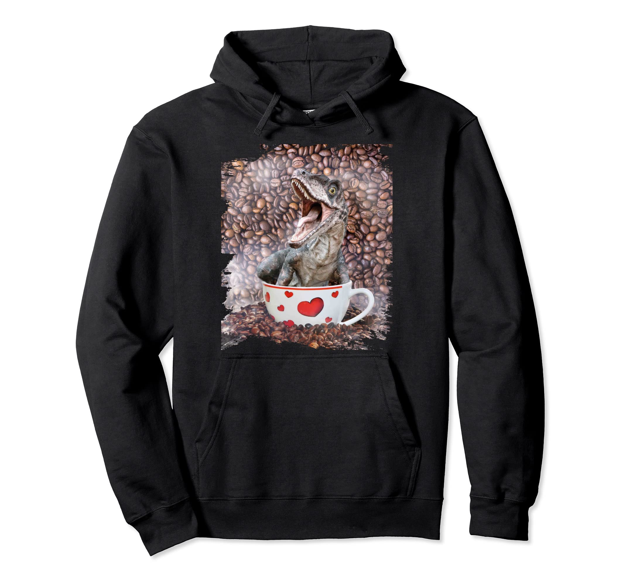 Raptor Dinosaur Coffee Love Self Care Hoodie - Graphic Print Men Women - T-Shirt, Sweatshirt, Hoodie