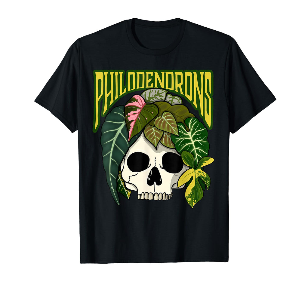 Philodendron House Plant Lover Skull T-Shirt - Casual Everyday Wear Unisex - T-Shirt, Sweatshirt, Hoodie