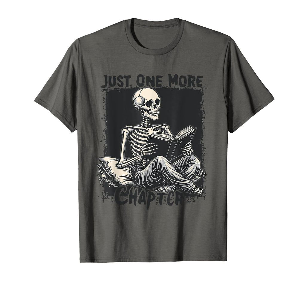 Just One More Chapter Skeleton Reading T-Shirt - Custom Art Print Unisex - T-Shirt, Sweatshirt, Hoodie