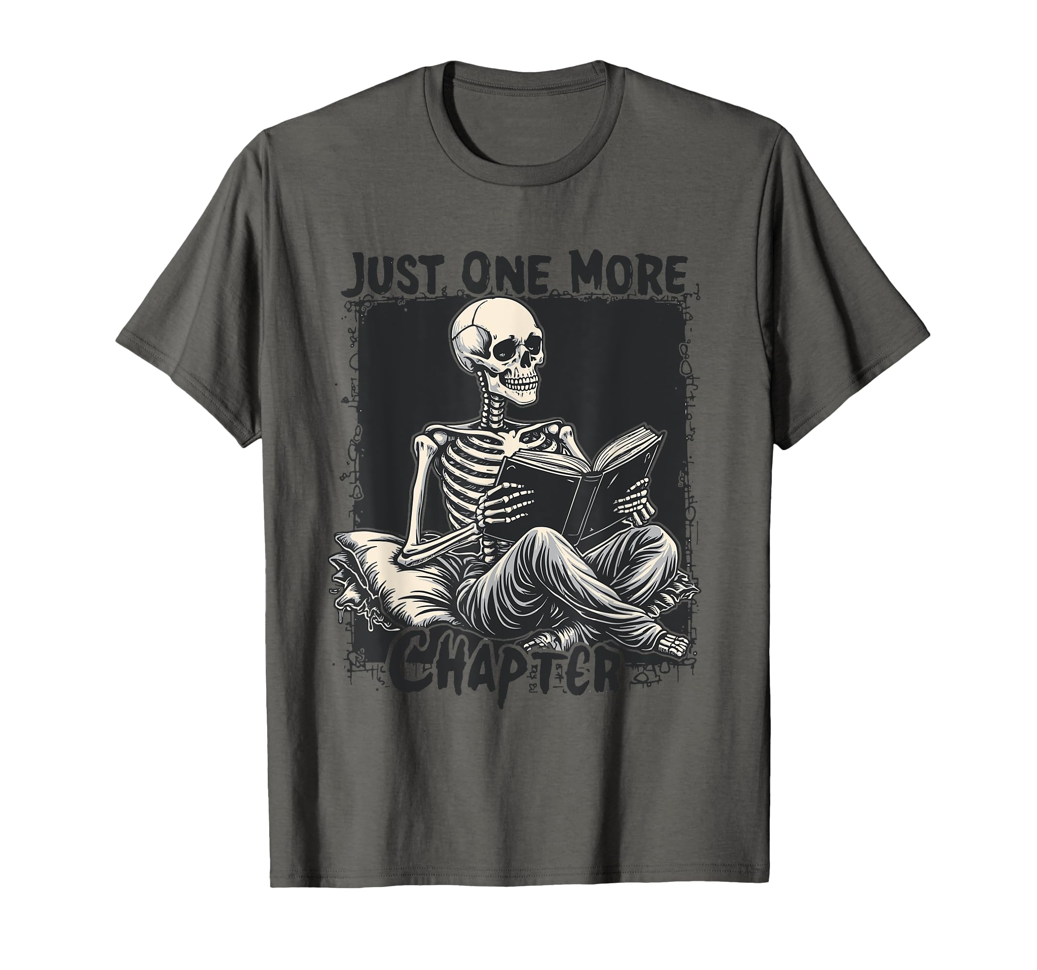 Just One More Chapter Skeleton Reading T-Shirt - Custom Art Print Unisex - T-Shirt, Sweatshirt, Hoodie