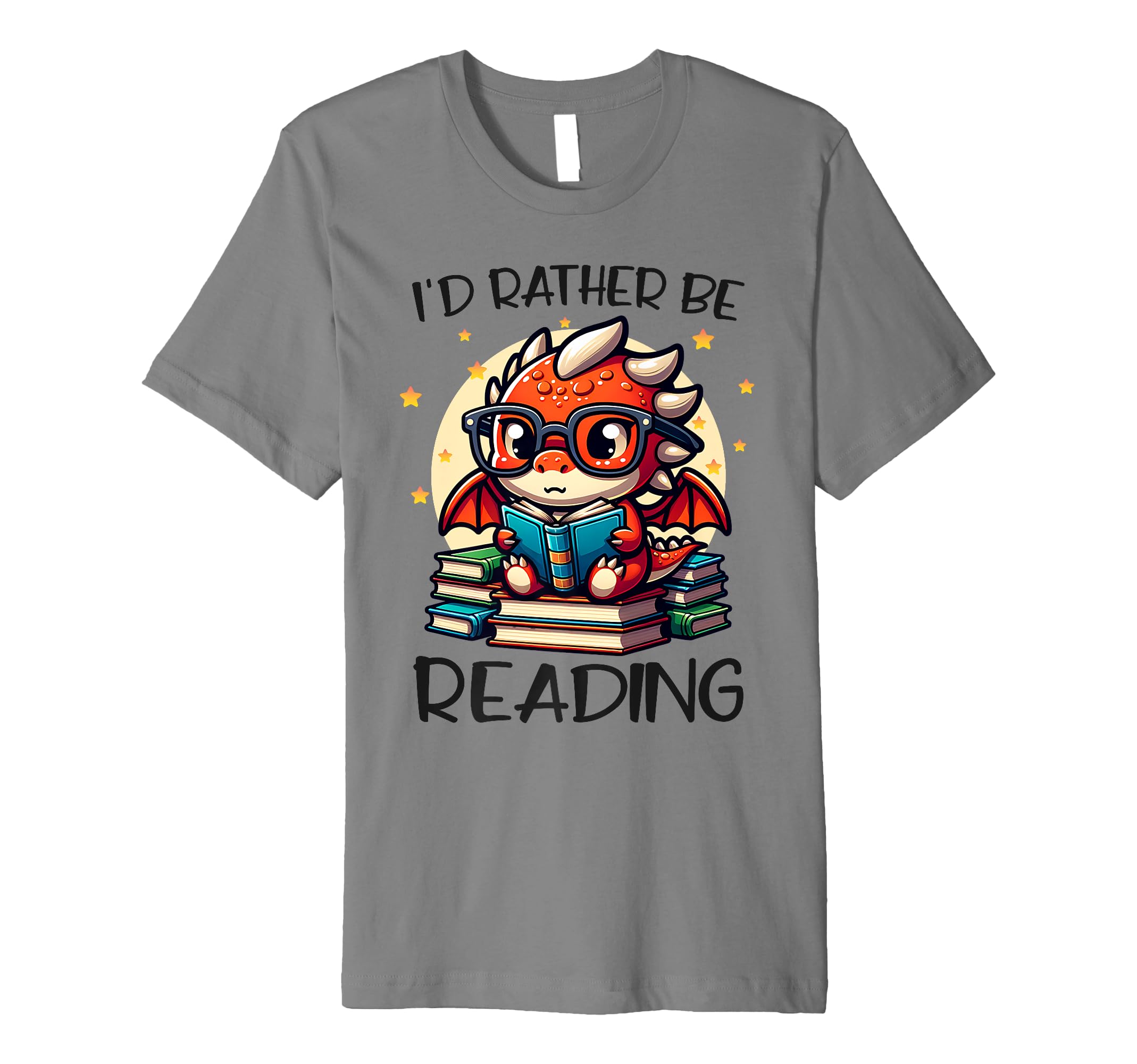 Id Rather Be Reading Book Dragon Bookworm T-Shirt - Unique Graphic Unisex - T-Shirt, Sweatshirt, Hoodie