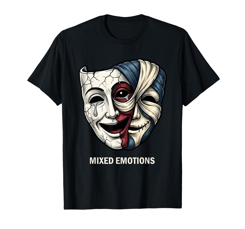 Mixed Emotions Mask Dark Aesthetic Goth T-Shirt - Trendy Graphic Men Women - T-Shirt, Sweatshirt, Hoodie