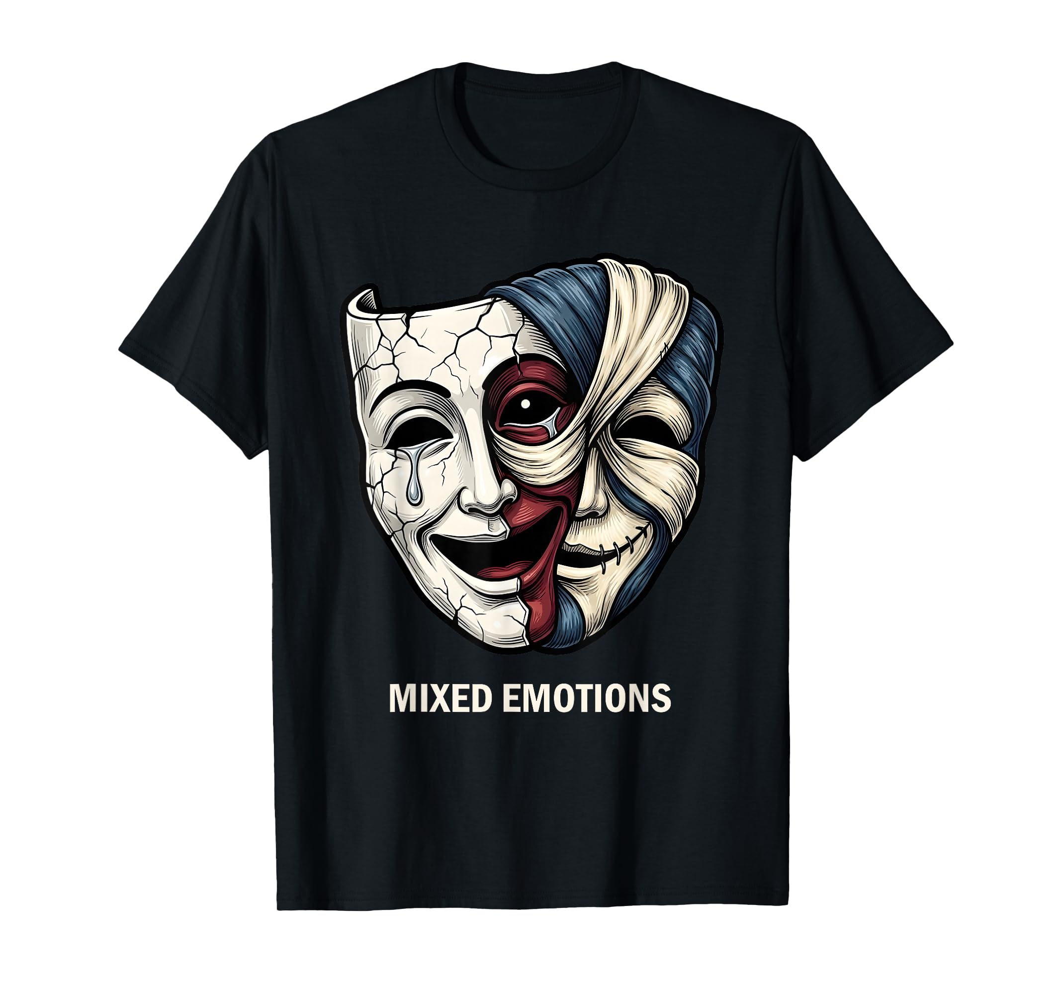 Mixed Emotions Mask Dark Aesthetic Goth T-Shirt - Trendy Graphic Men Women - T-Shirt, Sweatshirt, Hoodie