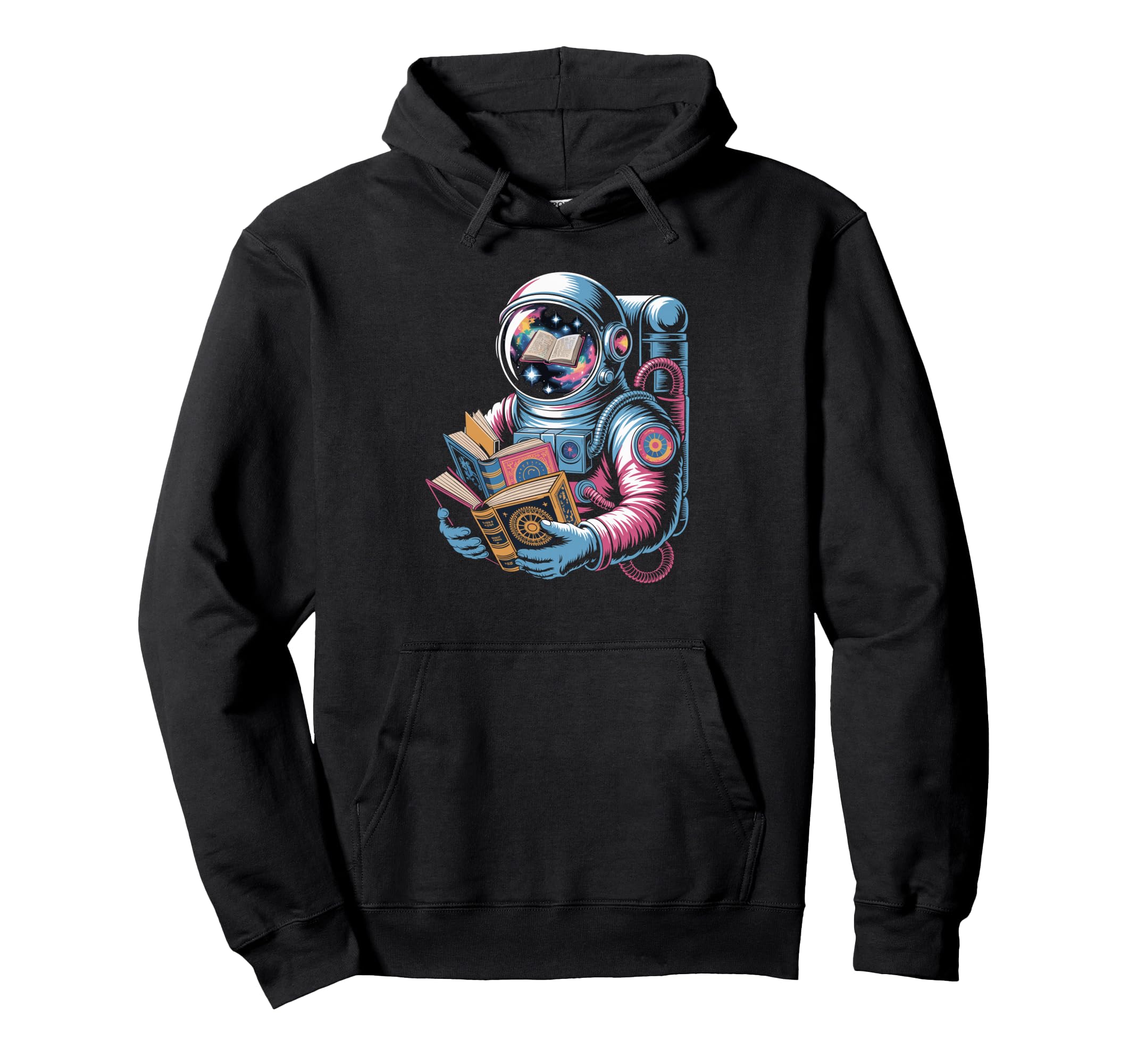 Bibliophile Exploring Starry Cosmos Hoodie - Fun Novelty Design for Adults - T-Shirt, Sweatshirt, Hoodie