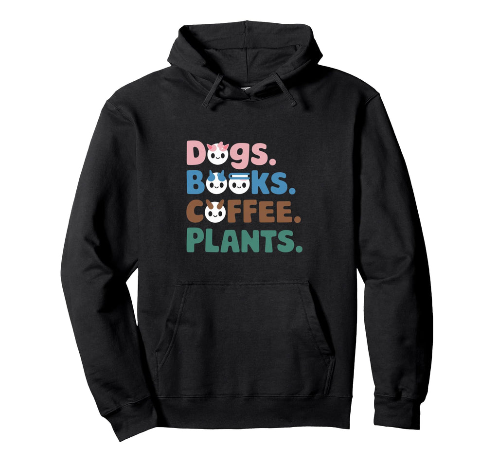 Funny Dogs Books Coffee Plant Lover Hoodie - Minimalist Print Unisex - T-Shirt, Sweatshirt, Hoodie