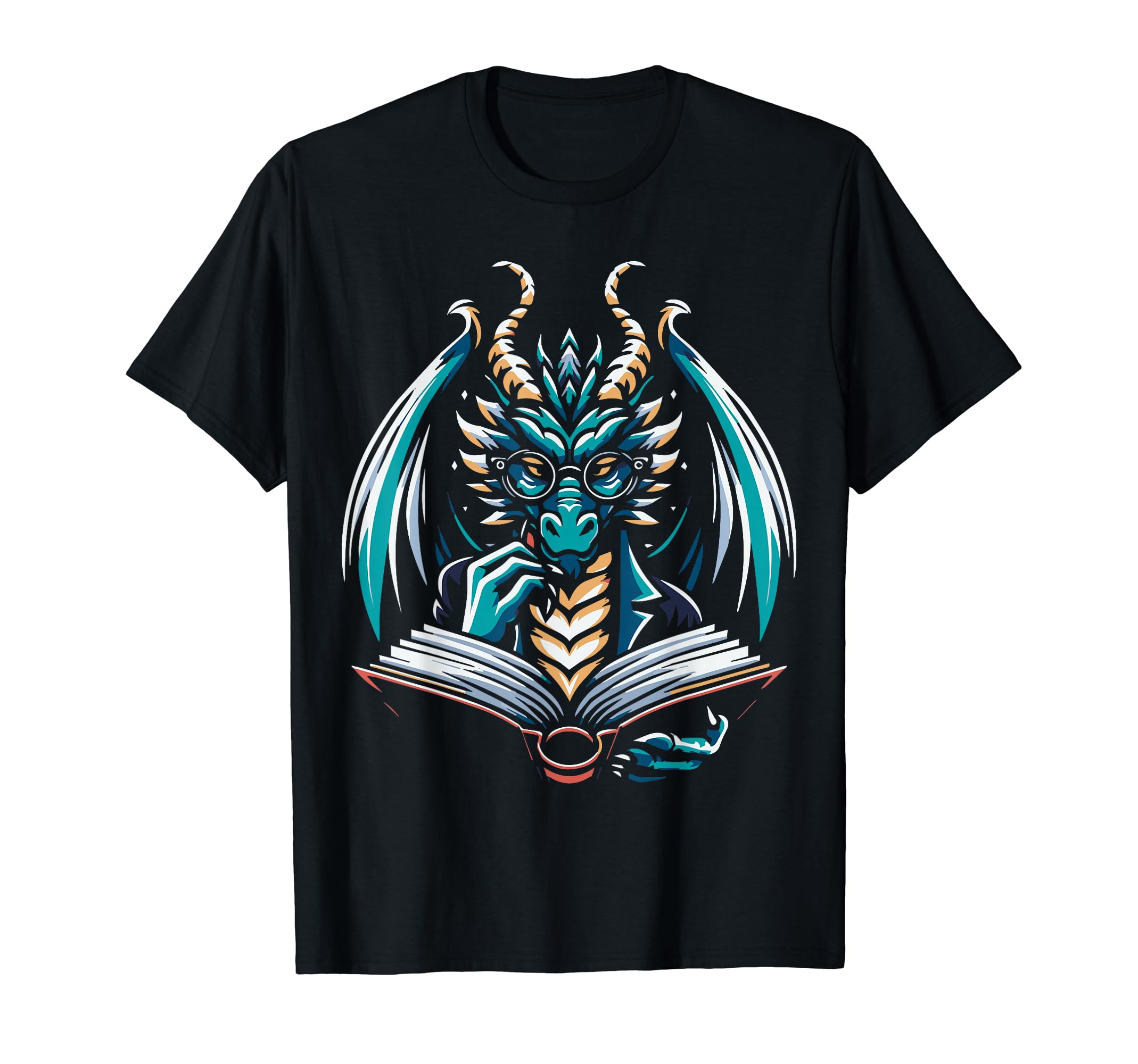 Dragon Reading Book Dragon T-Shirt - Minimalist Print for Adults - T-Shirt, Sweatshirt, Hoodie