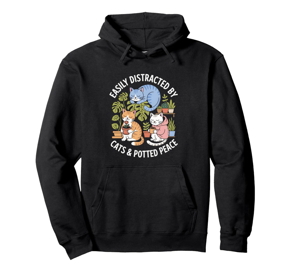 Easily Distracted Cats And Inner Peace Cat Hoodie - Novelty Apparel Unisex - T-Shirt, Sweatshirt, Hoodie