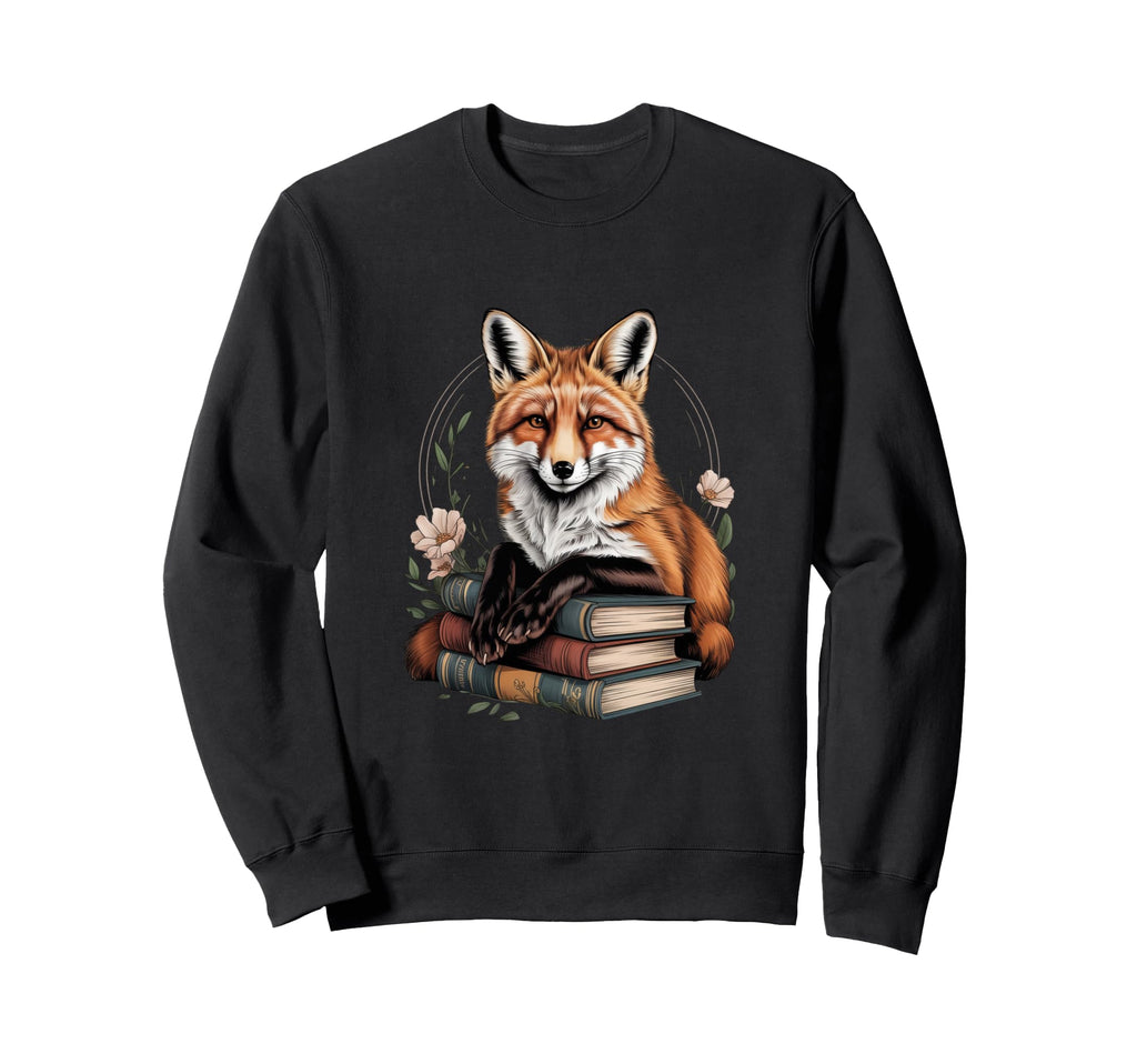 Book Fox Reading Books Library Sweatshirt - Unique Graphic Men Women - T-Shirt, Sweatshirt, Hoodie