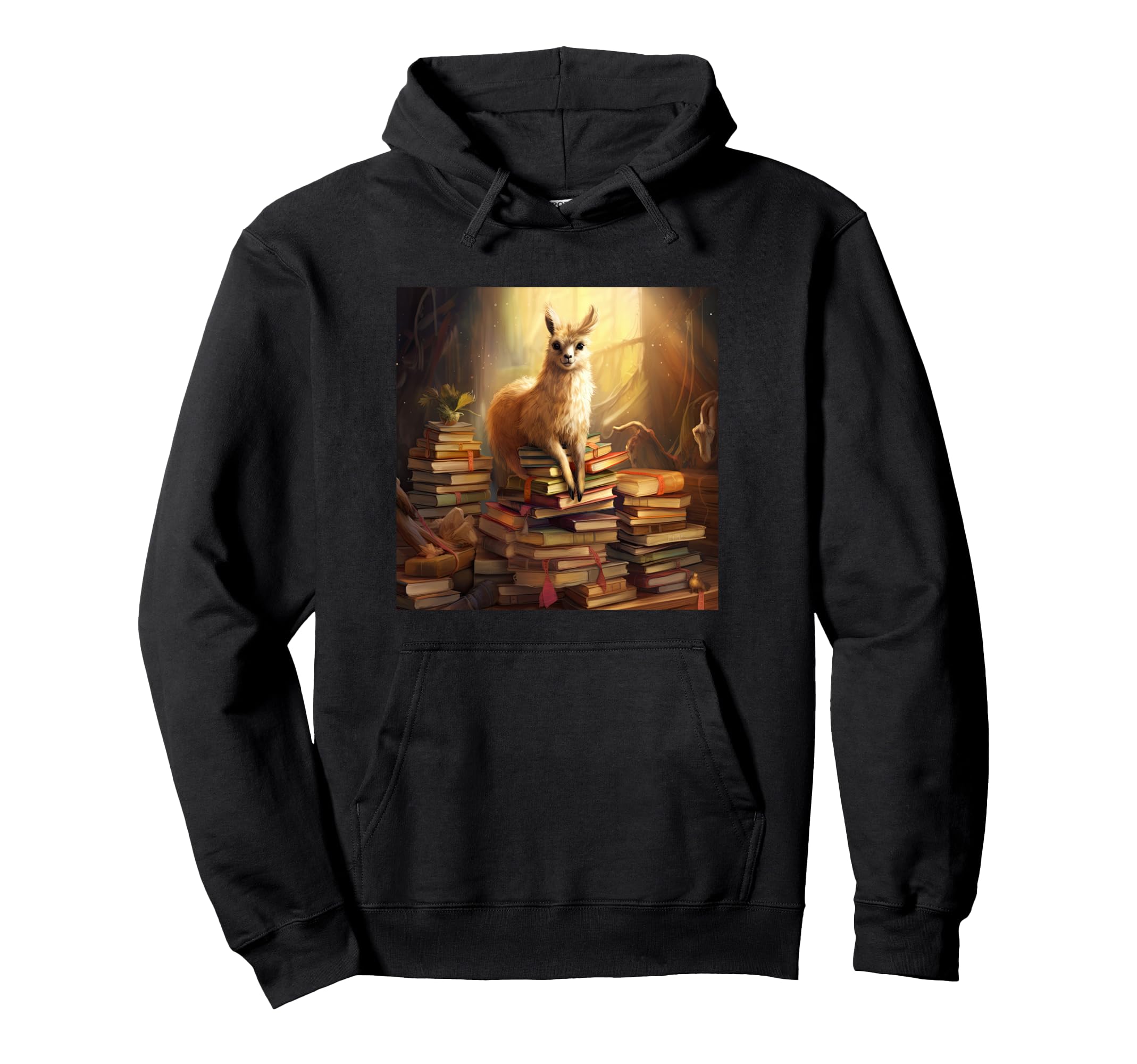 Llama Book Nerd Reading Library Hoodie - Aesthetic Graphic Men Women - T-Shirt, Sweatshirt, Hoodie