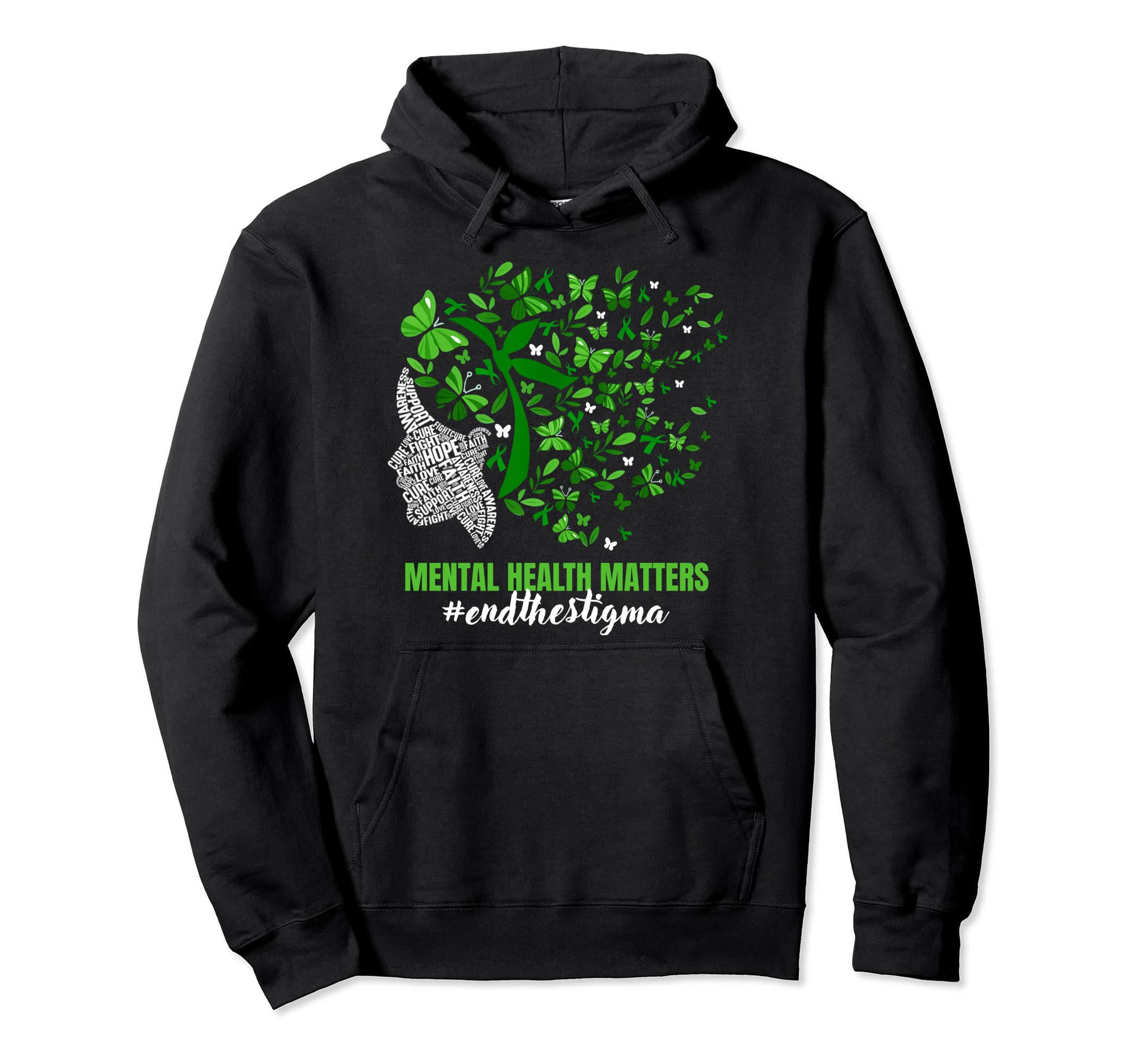 Butterfly Mental Health Matters Awareness Hoodie - Custom Art Print Unisex - T-Shirt, Sweatshirt, Hoodie
