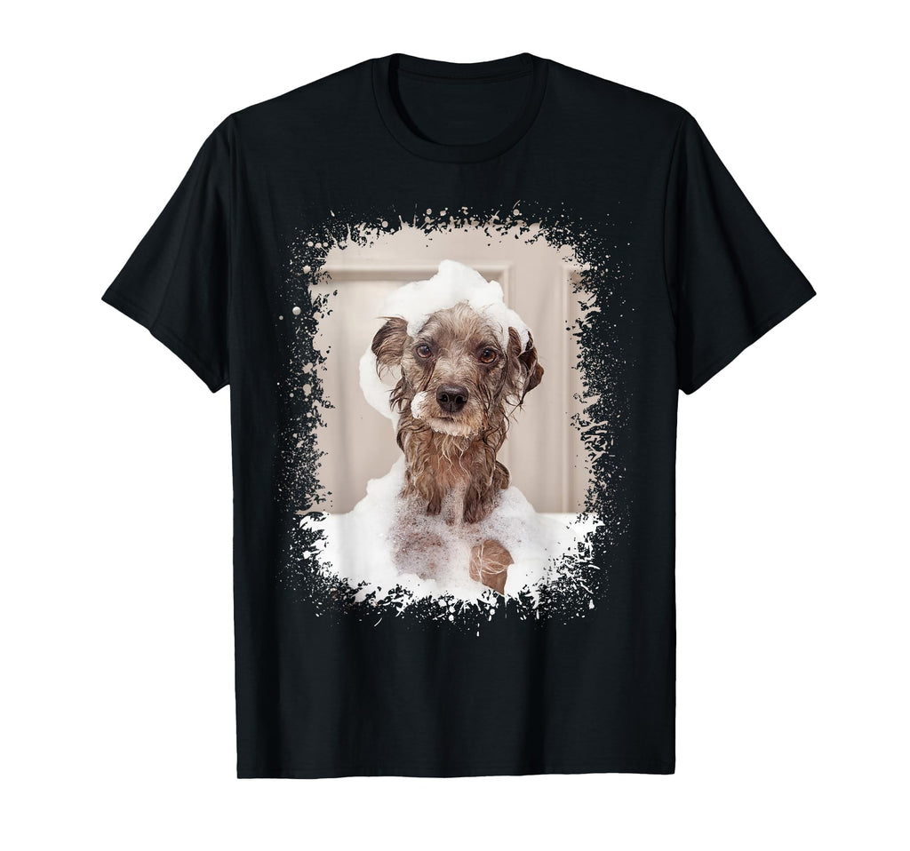 Dog Bath Photo Splatter Art T-Shirt - Minimalist Print for Adults - T-Shirt, Sweatshirt, Hoodie