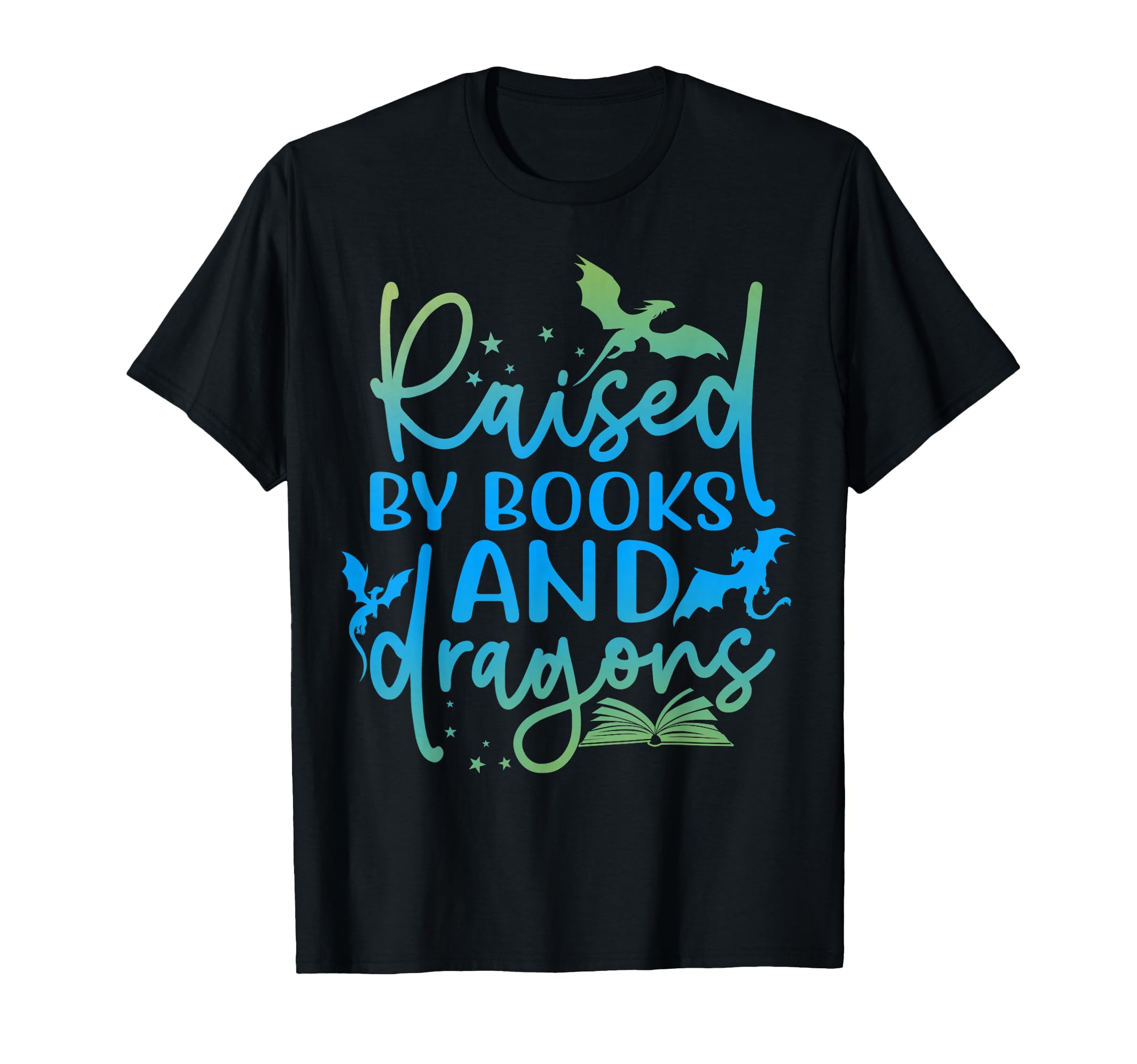 Raised Books And Dragons Fantasy Book T-Shirt - Unique Graphic Men Women - T-Shirt, Sweatshirt, Hoodie
