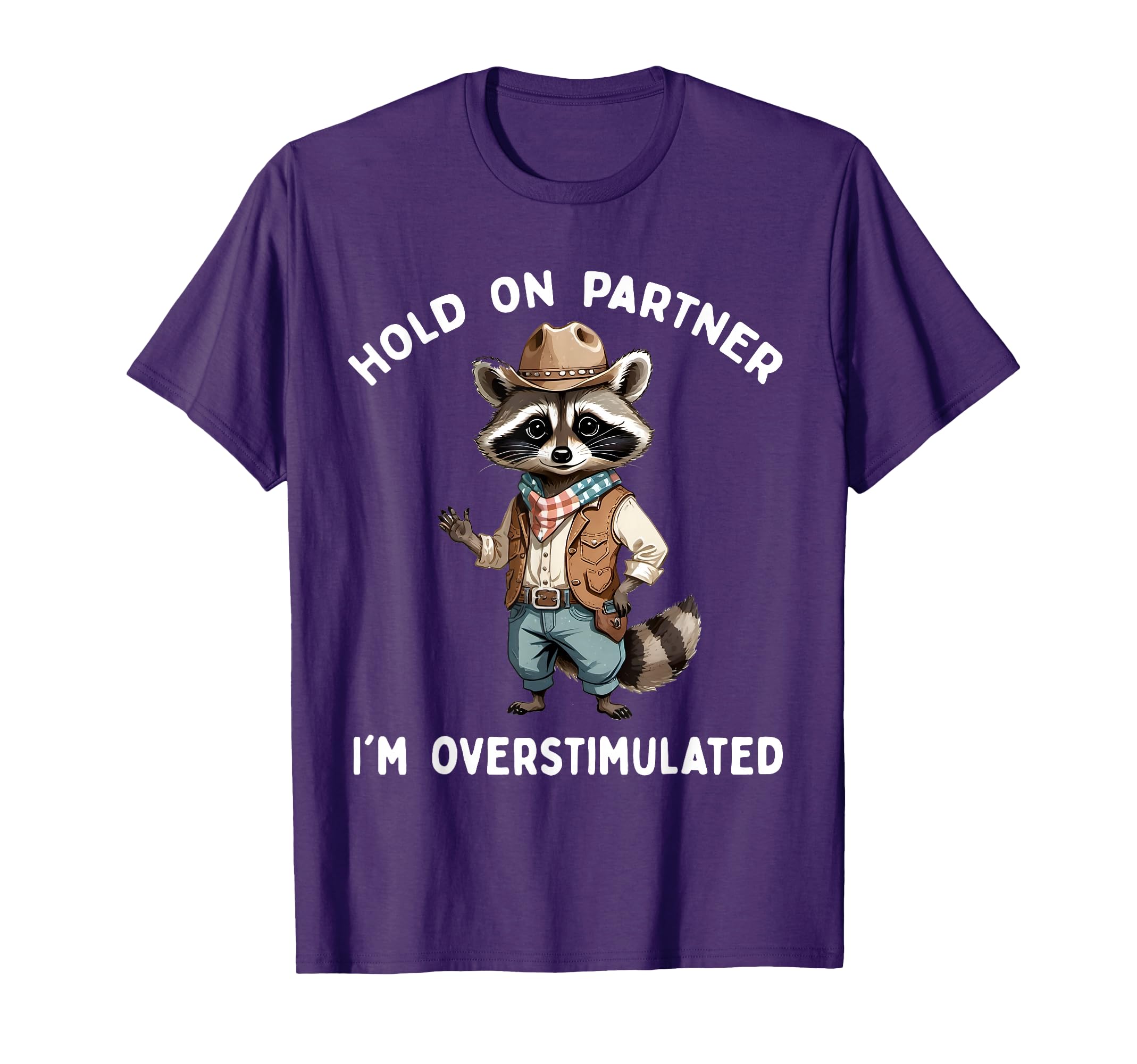 Hold Partner Im Overstimulated Raccoon T-Shirt - Novelty Apparel Men Women - T-Shirt, Sweatshirt, Hoodie
