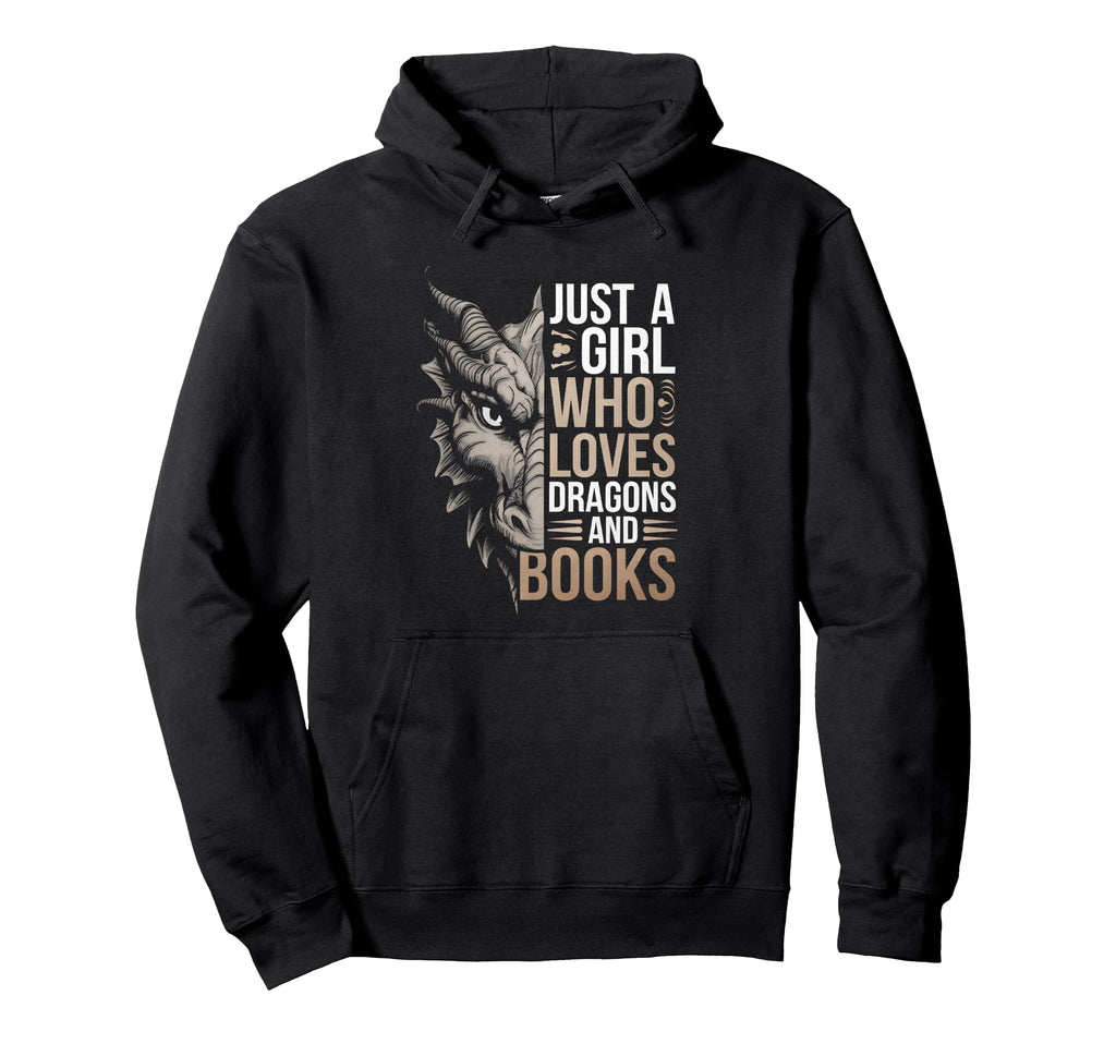 Just Who Loves Dragons And Books Hoodie - Custom Art Print Unisex - T-Shirt, Sweatshirt, Hoodie